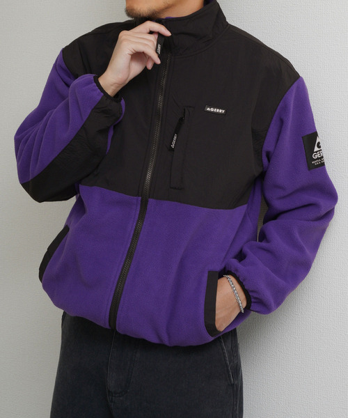ZIP FIVE（ジップファイブ）の「GERRY ドローコード内蔵 フリースナイロン 切替ジャケット（ナイロンジャケット・メンズ・パープル/ブラック/ブルー/アイボリー・MEDIUM/LARGE/X-LARGE）」の5枚目の写真