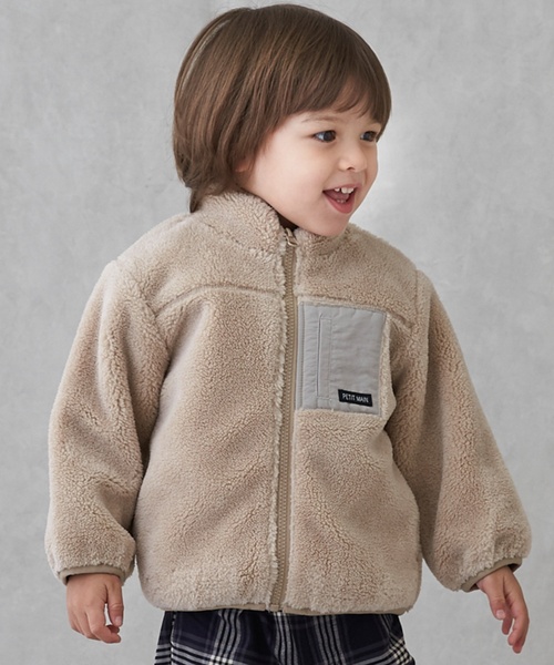 petit main(프티마인)의 「【세탁할 수 있는】보아 재킷(블루존)」｜라이트 베이지