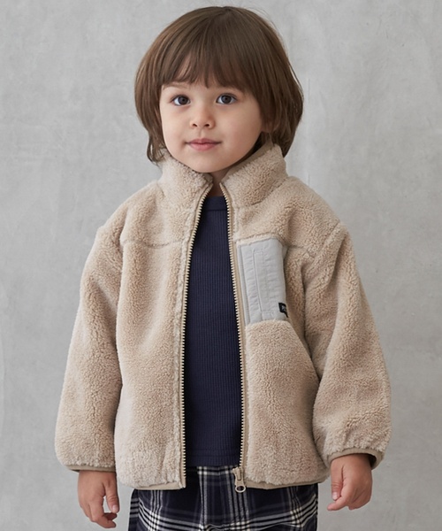 petit main（プティマイン）の「【洗える】ボアジャケット（ブルゾン・キッズ・アイボリー/ライトベージュ/モカ・130cm/80ｃｍ/100cm/110cm/120cm/90cm）」の4枚目の写真