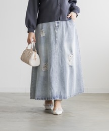 CLETTEオリジナルダメージ加工デニムスカート
