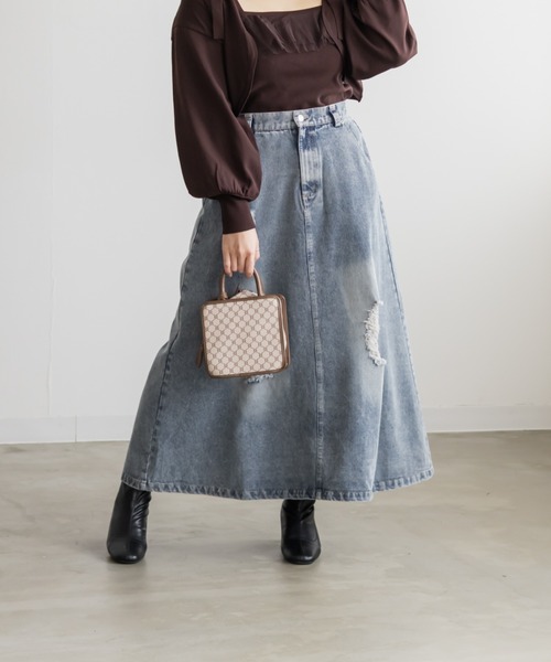 CLETTE（クレット）の「CLETTEオリジナルダメージ加工デニムスカート（スカート・レディース・サックスブルー/ブラック/ブルー・LL/3L/4L）」の15枚目の写真