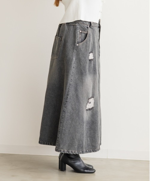 CLETTE（クレット）の「CLETTEオリジナルダメージ加工デニムスカート（スカート・レディース・サックスブルー/ブラック/ブルー・LL/3L/4L）」の18枚目の写真