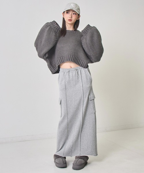 ANAP(アナップ)の「ロービング 天竺 ショート丈 ルーズシルエット ニット(ニット/セーター・レディース・アイボリー/ダークグレー/レッド・F)」の10枚目の写真
