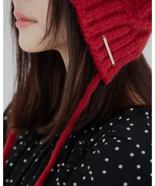JUMELLE（ジュメロ）の「イヤーフラップニット帽（ニットキャップ/ビーニー・レディース・アイボリー/グレー/レッド・FREE）」の21枚目の写真