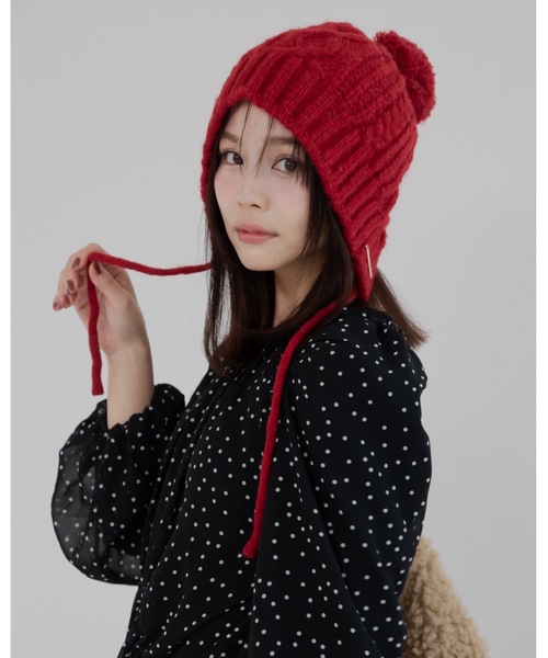 JUMELLE（ジュメロ）の「イヤーフラップニット帽（ニットキャップ/ビーニー・レディース・アイボリー/グレー/レッド・FREE）」の11枚目の写真