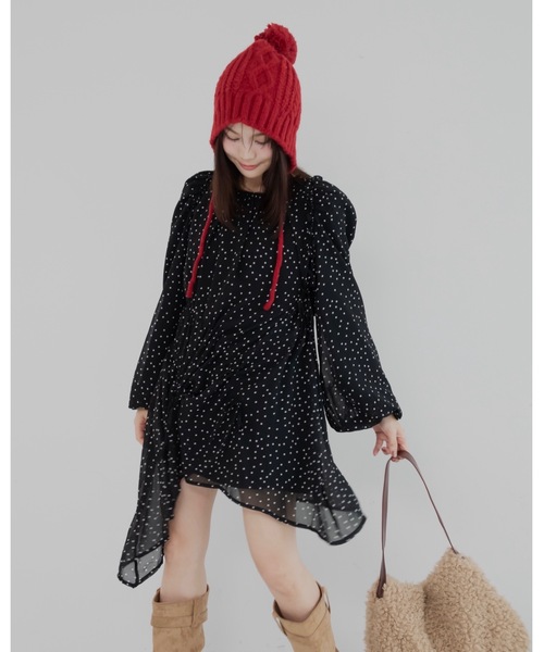 JUMELLE（ジュメロ）の「イヤーフラップニット帽（ニットキャップ/ビーニー・レディース・アイボリー/グレー/レッド・FREE）」の12枚目の写真