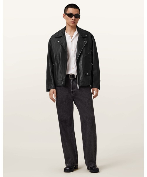 ALLSAINTS（オールセインツ）の「【レザーフェアノベルティ付】BRADFORD OVERSIZED LEATHER BIKER JACKET | BRADFORD オーバーサイズ レザー バイカー ジャケット（ライダースジャケット・メンズ・ブラック・M/L/XS/S）」の5枚目の写真