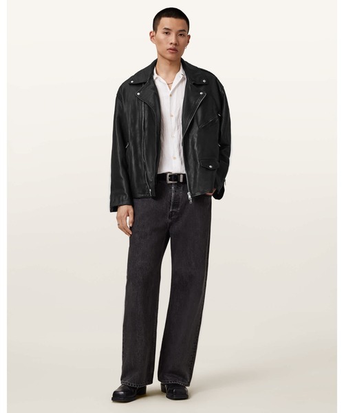 ALLSAINTS（オールセインツ）の「【レザーフェアノベルティ付】BRADFORD OVERSIZED LEATHER BIKER JACKET | BRADFORD オーバーサイズ レザー バイカー ジャケット（ライダースジャケット・メンズ・ブラック・M/L/XS/S）」の6枚目の写真