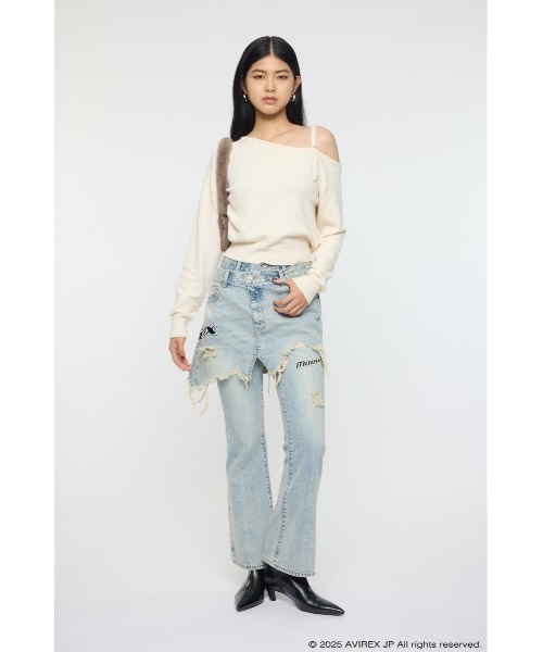 AVIREX TWIN SLIM フレアデニム(デニムパンツ)|MOUSSY(マウジー AVIREX TWIN SLIM フレアデニム(デニムパンツ)|MOUSSY(マウジー