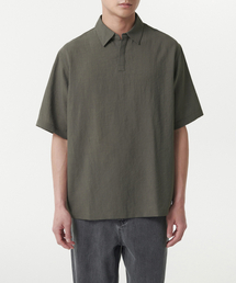 MUSINSA STANDARD（ムシンサスタンダード）の「Relaxed Linen-Like Tunic Short Sleeve Shirt [Khaki Grey]（シャツ/ブラウス）」