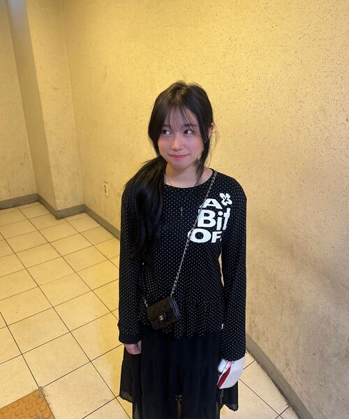 THE GREEN LAB（ザグリーンラボ）の「A BIT OF ドットフリルロングスリーブ [ブラック]（Tシャツ/カットソー・レディース・その他・FREE）」の3枚目の写真