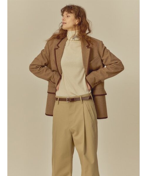 SINGLE BREASTED PIPING JACKET BROWN
