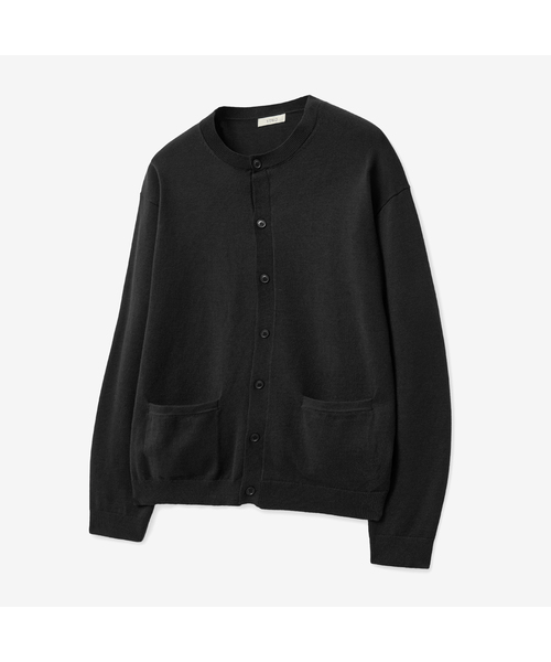 Soft Round V‑neck basic cardigan (чёрный) — мягкий кардиган с V‑образным вырезом, чёрный