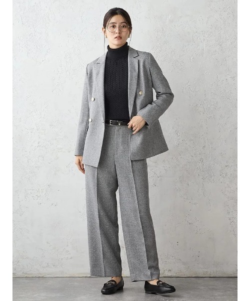 Perfect Suit FActory(パーフェクトスーツファクトリー)の「ヴィンテージツィード ワイドパンツ グレー/チャコールグレー(スラックス・レディース・チャコールグレー/グレー・M/L/S)」の4枚目の写真