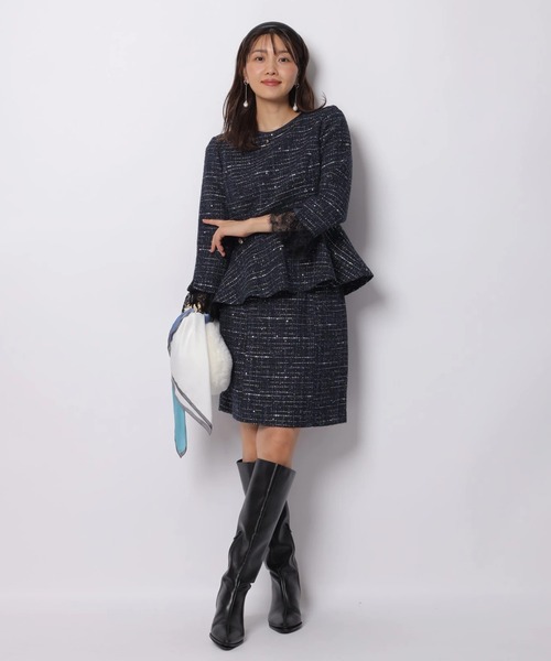 JUSGLITTY（ジャスグリッティー）の「ツイードぺプラムトップス（シャツ/ブラウス・レディース・ネイビー/ブラック・1/2）」の10枚目の写真