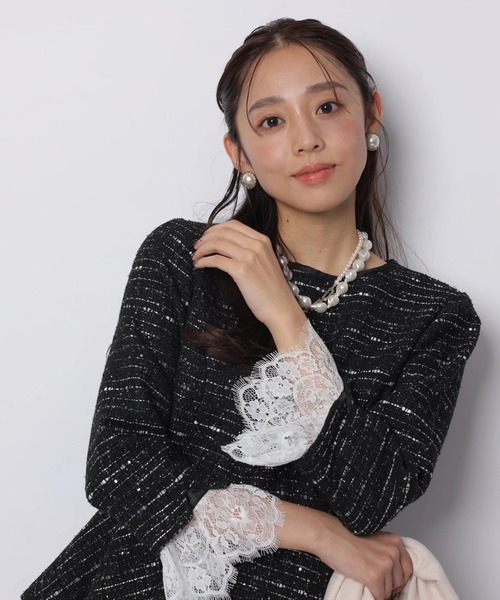 JUSGLITTY（ジャスグリッティー）の「ツイードぺプラムトップス（シャツ/ブラウス・レディース・ネイビー/ブラック・1/2）」の15枚目の写真