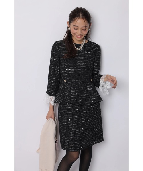 JUSGLITTY（ジャスグリッティー）の「ツイードぺプラムトップス（シャツ/ブラウス・レディース・ネイビー/ブラック・1/2）」の19枚目の写真