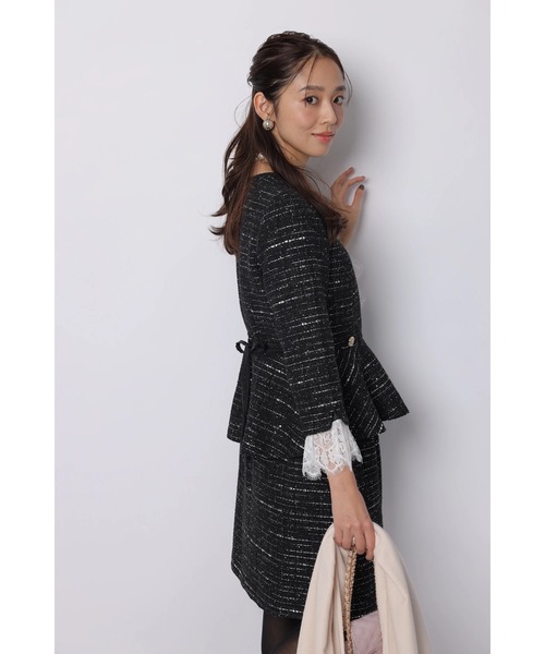 JUSGLITTY（ジャスグリッティー）の「ツイードぺプラムトップス（シャツ/ブラウス・レディース・ネイビー/ブラック・1/2）」の20枚目の写真