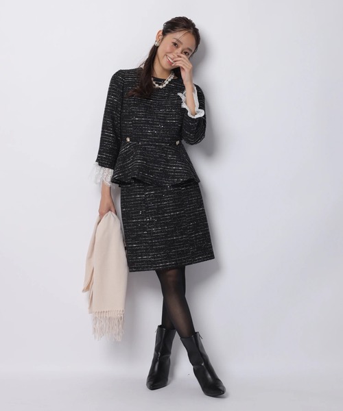 JUSGLITTY（ジャスグリッティー）の「ツイードぺプラムトップス（シャツ/ブラウス・レディース・ネイビー/ブラック・1/2）」の21枚目の写真