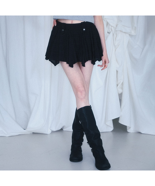 Check Drop Mini Skirt [Black]