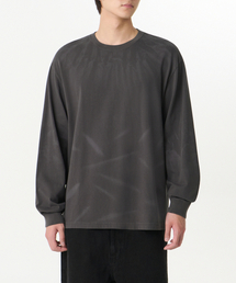 ブリーチリラックスドリップカフス長袖Tシャツ[グレー]
