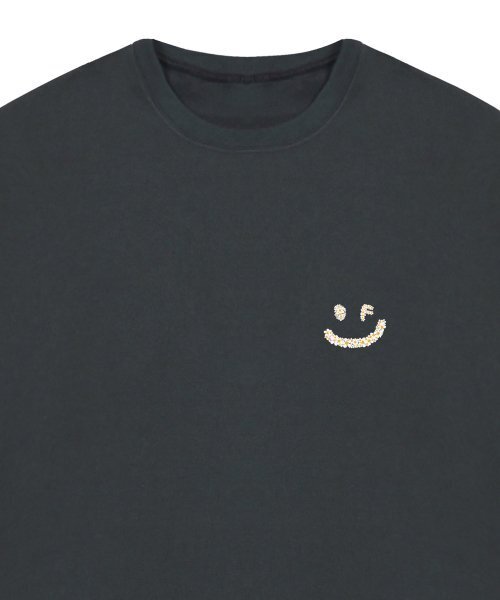 GRAVER（グレーバー）の「[ユニセックス]スモールマルチフラワードローイングスマイル半袖Tシャツ_チャコール（Tシャツ/カットソー・レディース・チャコールグレー・SMALL/LARGE）」の3枚目の写真