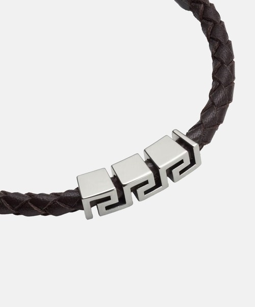 VERSACE(ヴェルサーチ)の「グレカ レザー ブレスレット(ブレスレット・メンズ・ダークブラウン・ONE SIZE)」の2枚目の写真