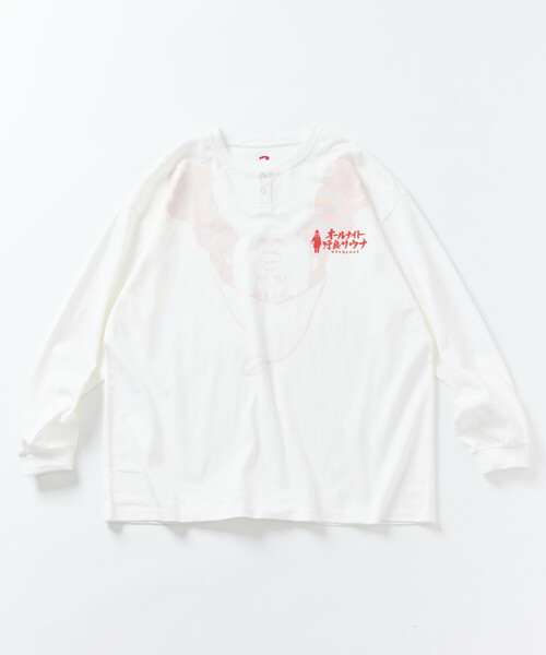 FREAK'S STORE(フリークスストア)の「SAUVENIR/サウベニア 別注 KANNAIGI × サウナ田ヒロユキ プリント ロングスリーブセットアップ /長袖館内着(ルームウェア/パジャマ・メンズ・ブラック/ホワイト・SMALL/MEDIUM/LARGE/#18)」の7枚目の写真