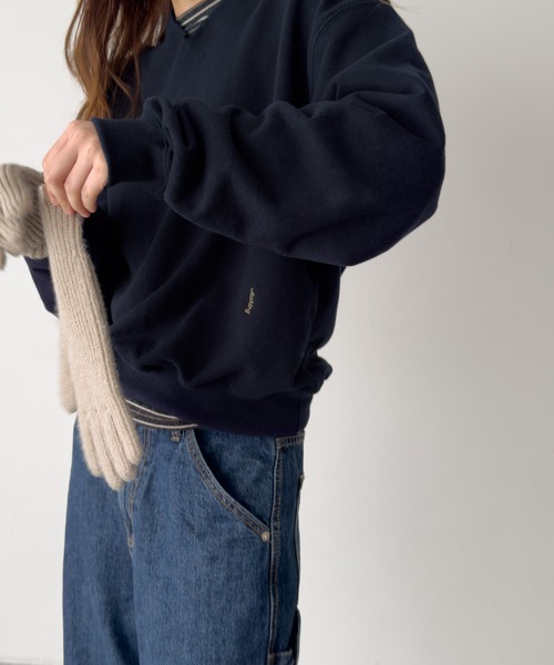 CANAL JEAN（キャナルジーン）の「HARING　キーネック刺繍トレーナー（スウェット・レディース・オートミール/ネイビー/サックスブルー・ONE SIZE）」の11枚目の写真