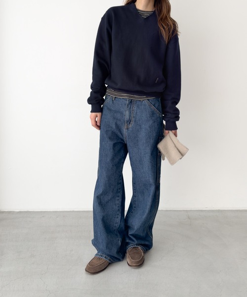 CANAL JEAN（キャナルジーン）の「HARING　キーネック刺繍トレーナー（スウェット・レディース・オートミール/ネイビー/サックスブルー・ONE SIZE）」の12枚目の写真