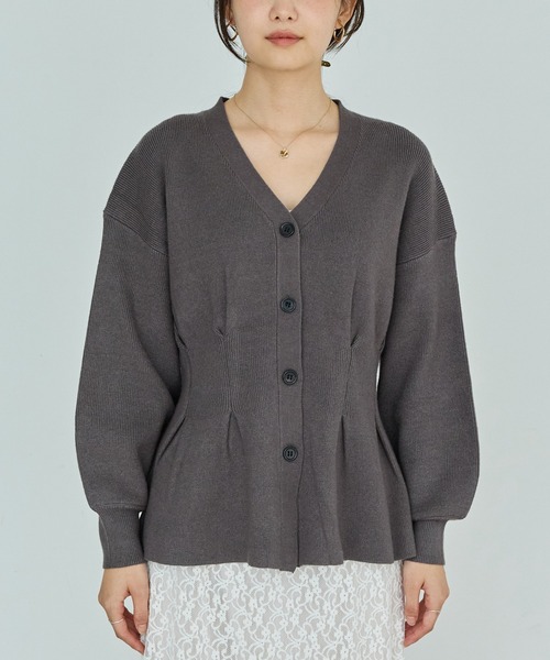 LAVEANGE（ラビアンジェ）の「【洗える】ウエストタックニットカーデ（カーディガン/ボレロ・レディース・ブラック/チャコールグレー/ピンク・F/3L/4L）」の19枚目の写真