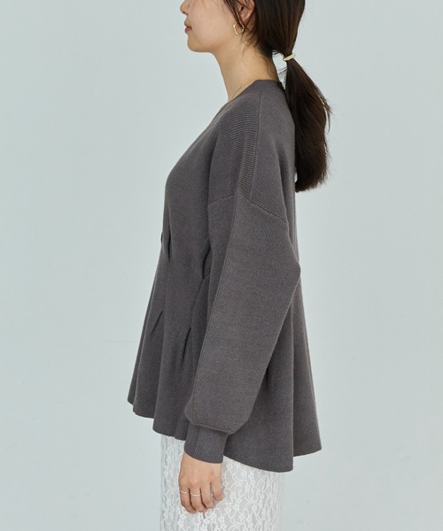 LAVEANGE（ラビアンジェ）の「【洗える】ウエストタックニットカーデ（カーディガン/ボレロ・レディース・ブラック/チャコールグレー/ピンク・F/3L/4L）」の20枚目の写真