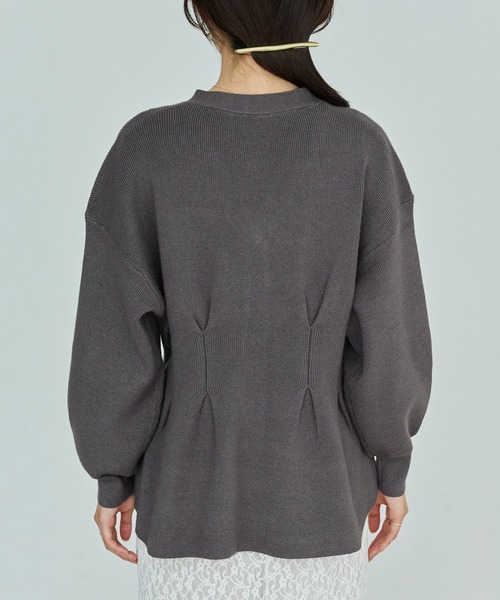 LAVEANGE（ラビアンジェ）の「【洗える】ウエストタックニットカーデ（カーディガン/ボレロ・レディース・ブラック/チャコールグレー/ピンク・F/3L/4L）」の21枚目の写真