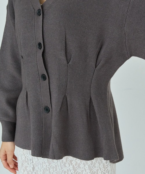 LAVEANGE（ラビアンジェ）の「【洗える】ウエストタックニットカーデ