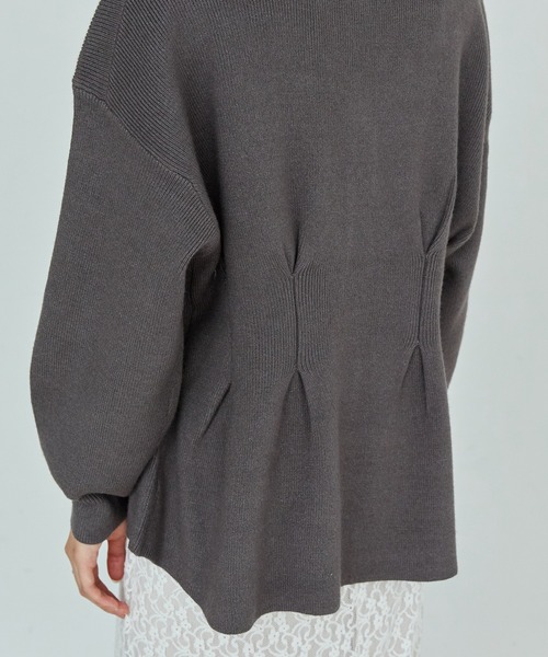 LAVEANGE（ラビアンジェ）の「【洗える】ウエストタックニットカーデ（カーディガン/ボレロ・レディース・ブラック/チャコールグレー/ピンク・F/3L/4L）」の12枚目の写真