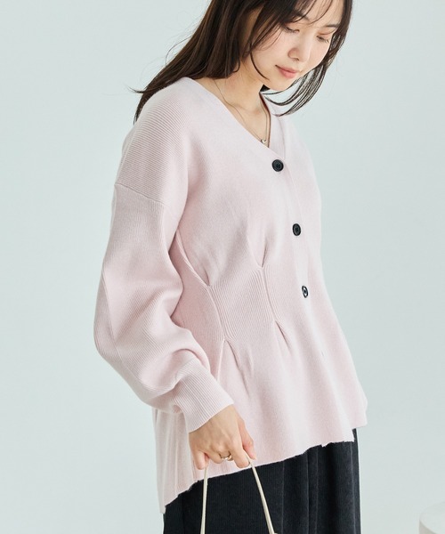 LAVEANGE（ラビアンジェ）の「【洗える】ウエストタックニットカーデ