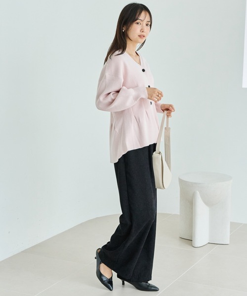 LAVEANGE（ラビアンジェ）の「【洗える】ウエストタックニットカーデ