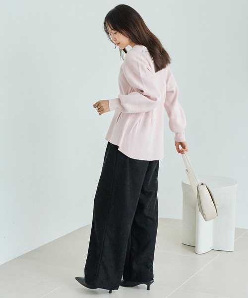 LAVEANGE（ラビアンジェ）の「【洗える】ウエストタックニットカーデ（カーディガン/ボレロ・レディース・ブラック/チャコールグレー/ピンク・F/3L/4L）」の17枚目の写真