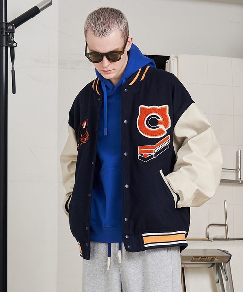 セール】【UNISEX】NEKOMATA STADIUM JACKET/ネコマタスタジャン