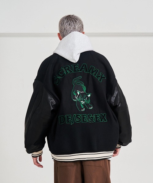 セール】【UNISEX】NEKOMATA STADIUM JACKET/ネコマタスタジャン