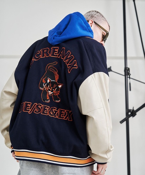 セール】【UNISEX】NEKOMATA STADIUM JACKET/ネコマタスタジャン