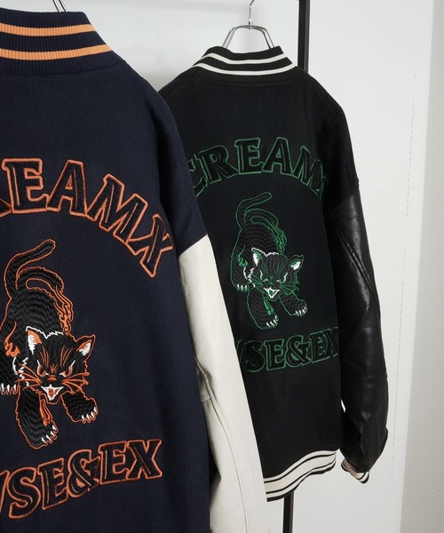 セール】【UNISEX】NEKOMATA STADIUM JACKET/ネコマタスタジャン