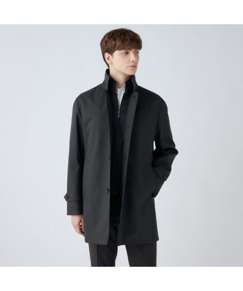 SUIT SELECT(スーツセレクト)の「レイヤードスタンドカラーコート/WATERPROOF(ステンカラーコート・メンズ・グレー・SMALL/MEDIUM/LARGE/X-LARGE/XX-LARGE)」の6枚目の写真