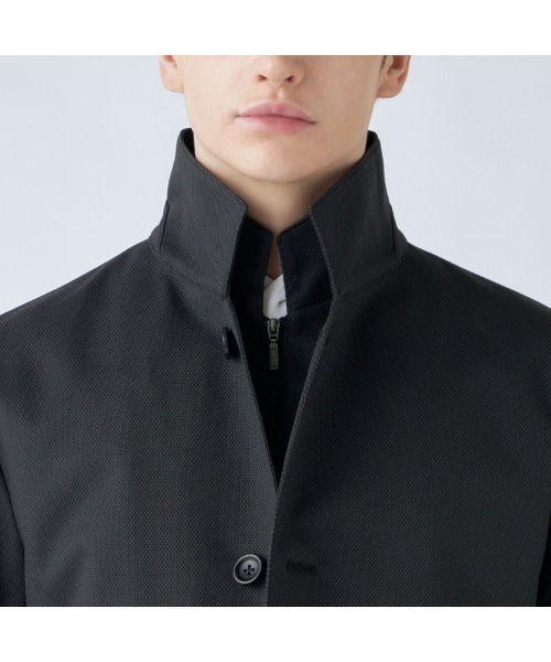 SUIT SELECT(スーツセレクト)の「レイヤードスタンドカラーコート/WATERPROOF(ステンカラーコート・メンズ・グレー・SMALL/MEDIUM/LARGE/X-LARGE/XX-LARGE)」の10枚目の写真