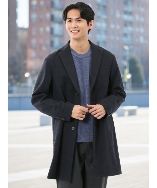 TAKA-Q(タカキュー)の「【ストレッチ メルトン】タカキュー チェスターコート(チェスターコート・メンズ・グレー系その他2/ネイビー・MEDIUM/LARGE/X-LARGE/3L)」の2枚目の写真