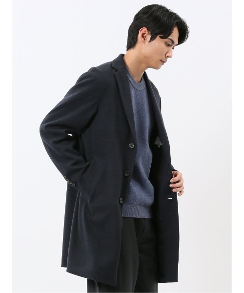 TAKA-Q(タカキュー)の「【ストレッチ メルトン】タカキュー チェスターコート(チェスターコート・メンズ・グレー系その他2/ネイビー・MEDIUM/LARGE/X-LARGE/3L)」の3枚目の写真