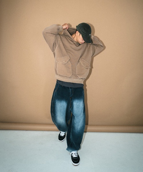NO NEED(ノーニード)の「【PUNCHLINE】Big Pocket Pigment Hoodie/JJHD9162(スウェット・メンズ・ブラック/ベージュ/パープル/ダークグレー・L/M)」の16枚目の写真