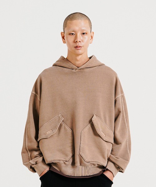 NO NEED(ノーニード)の「【PUNCHLINE】Big Pocket Pigment Hoodie/JJHD9162(スウェット・メンズ・ブラック/ベージュ/パープル/ダークグレー・L/M)」の18枚目の写真