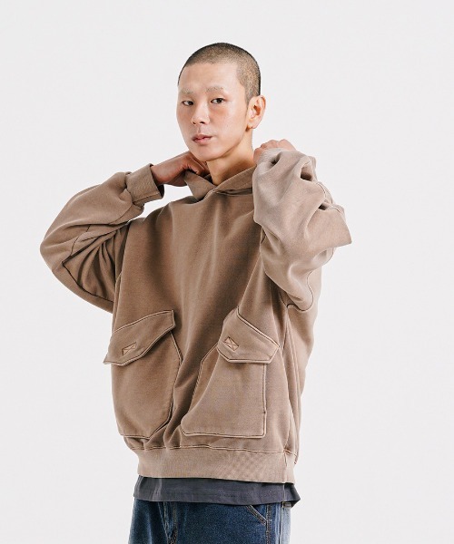 NO NEED(ノーニード)の「【PUNCHLINE】Big Pocket Pigment Hoodie/JJHD9162(スウェット・メンズ・ブラック/ベージュ/パープル/ダークグレー・L/M)」の20枚目の写真
