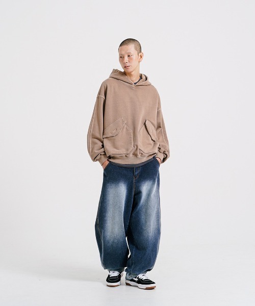 NO NEED(ノーニード)の「【PUNCHLINE】Big Pocket Pigment Hoodie/JJHD9162(スウェット・メンズ・ブラック/ベージュ/パープル/ダークグレー・L/M)」の21枚目の写真